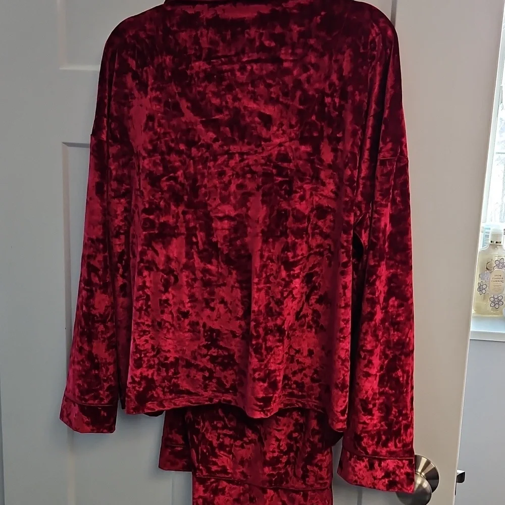 Lord & Taylor Red Velvet Pajama Set